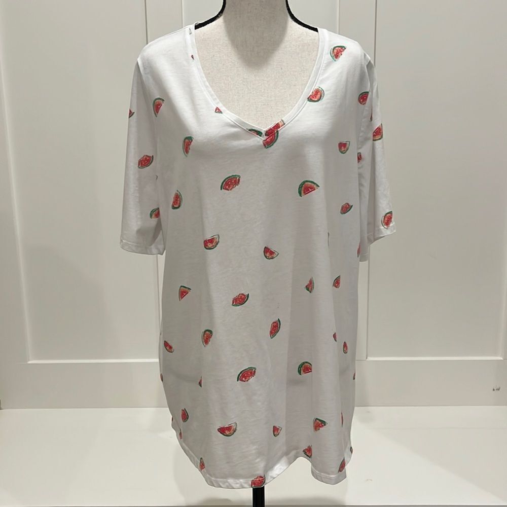 Lane Bryant Perfect Sleeve Watermelon Print SS T-shirt